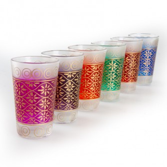 Marokańskie szklanki różnokolorowe zestaw 6sztuk  Maroko Sklep