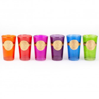 Marokańskie szklanki ręcznie zdobione różnokolorowe zestaw 6sztuk | Maroko Sklep|