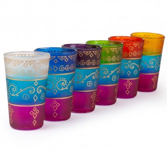 Marokańskie szklanki ręcznie zdobione różnokolorowe zestaw 6sztuk  Maroko Sklep