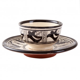 Marokański zestaw talerz z miseczką ręcznie zdobiony w orientalne wzory  Maroko Sklep