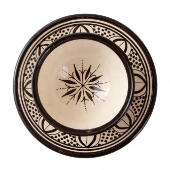 Marokański zestaw talerz z miseczką ręcznie zdobiony w orientalne wzory | Maroko Sklep|