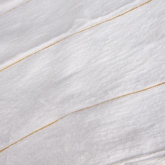 Pled narzuta na łóżko z pomponami mały biały ze złotymi pasami 90x190cm | Maroko Sklep|