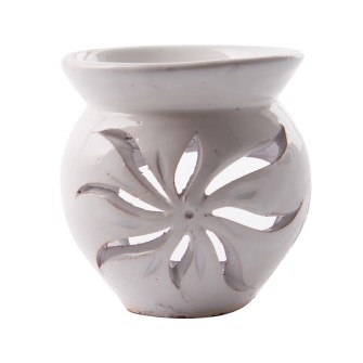 Ceramiczny kominek "magiczne światło" do wosku i olejków eterycznych biały  Maroko Sklep