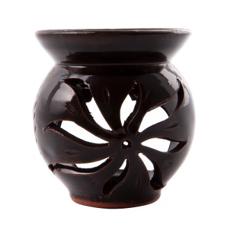 Ceramiczny kominek "magiczne światło" do wosku i olejków eterycznych ciemny brąz  Maroko Sklep