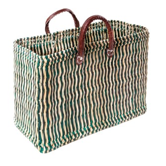 Koszyk pleciony shopper bag ze skórzanymi rączkami  Maroko Sklep