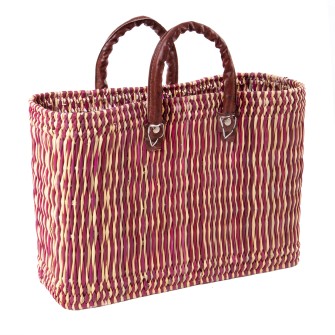 Koszyk pleciony shopper bag ze skórzanymi rączkami  Maroko Sklep