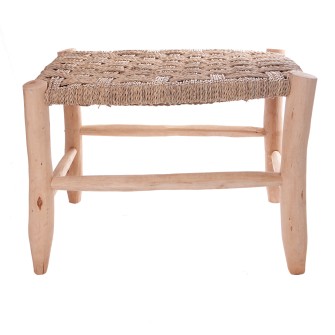 Marokańska drewniana ławka z siedziskiem z plecionej trawy  Maroko Sklep