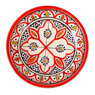 Ręcznie wykonany ceramiczny talerz w marokańskie wzory 20cm OUTLET  Maroko Sklep