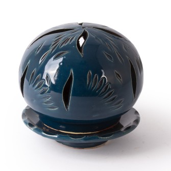 Ażurowa ceramiczna lamka kominek niebieski Kwiaty  Maroko Sklep