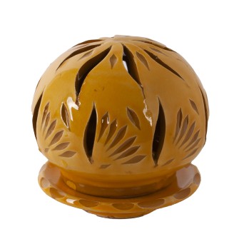 Ażurowa ceramiczna lamka kominek żółty Kwiaty  Maroko Sklep
