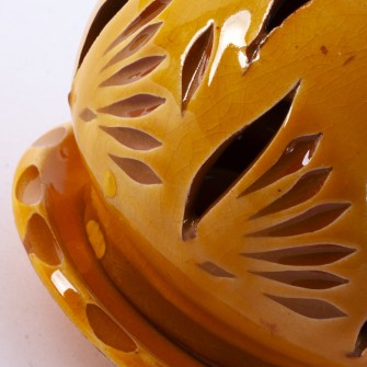 Ażurowa ceramiczna lamka kominek żółty Kwiaty | Maroko Sklep|