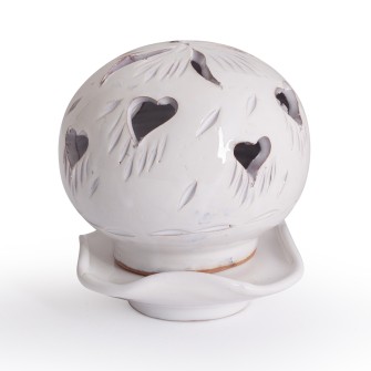 Ażurowa ceramiczna lamka kominek biały Serce  Maroko Sklep
