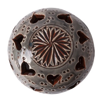 Ażurowa ceramiczna lamka kominek szary Serce | Maroko Sklep|