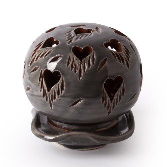 Ażurowa ceramiczna lamka kominek szary Serce  Maroko Sklep