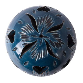 Ażurowa ceramiczna lamka kominek niebieski Serce | Maroko Sklep|