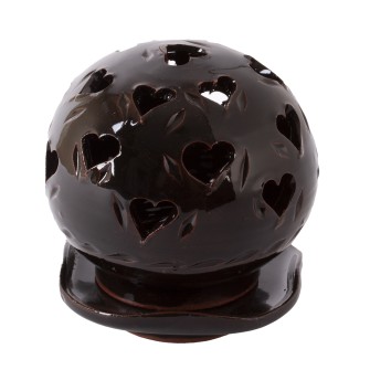 Ażurowa ceramiczna lamka kominek czekoladowy Serce  Maroko Sklep