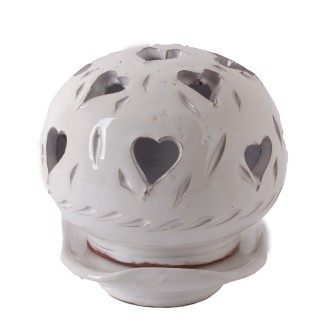 Ażurowa ceramiczna lamka kominek biały Serce  Maroko Sklep