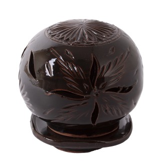 Ażurowa ceramiczna lamka kominek czekoladowe Kwiaty  Maroko Sklep