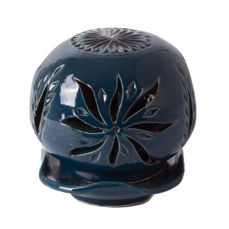 Ażurowa ceramiczna lamka kominek niebieski Kwiaty  Maroko Sklep