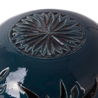 Ażurowa ceramiczna lamka kominek niebieski Kwiaty | Maroko Sklep|