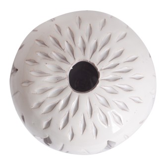 Ażurowa ceramiczna lamka kominek biały Liście| Maroko Sklep|