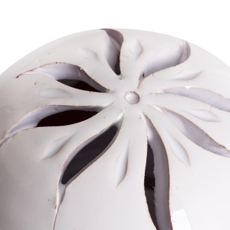 Ażurowa ceramiczna lamka kominek biały Liście| Maroko Sklep|