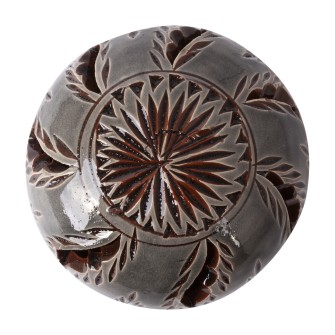 Ażurowa ceramiczna lamka kominek szary Liście| Maroko Sklep|