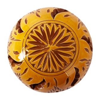 Ażurowa ceramiczna lamka kominek żółta Liście| Maroko Sklep|