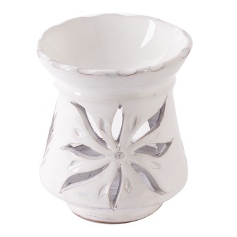 Ceramiczny kominek mały na olejki eteryczne biały Kwiat Maroko Sklep