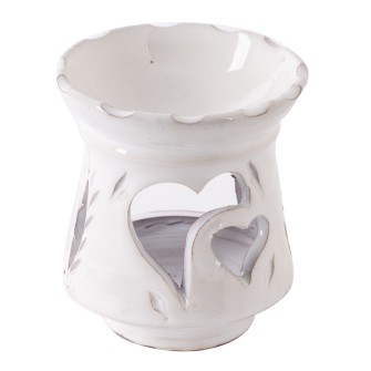 Ceramiczny kominek mały na olejki eteryczne biały Serce Maroko Sklep