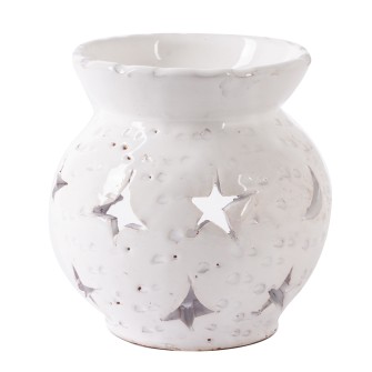 Ceramiczny kominek duży na olejki eteryczne biały Gwiazdy Maroko Sklep
