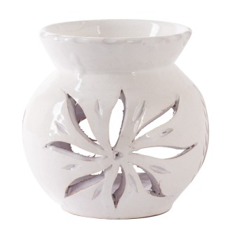 Ceramiczny kominek duży na olejki eteryczne biały Kwiat Maroko Sklep