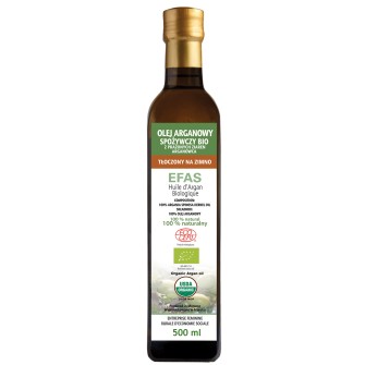 Obrazek dla: Marokański olej arganowy spożywczy zapakowany jest w kwadratową butelkę z ciemnego szkła, która chroni olej przed niekorzystnym działaniem czynników zewnętrznych. Butelka zamknięta jest maraską, która ułatwia dozowanie oleju w komfortowy sposób do potraw, bez jego rozlewania. Olej arganowy polecany do do codziennego spożywania jako Suplement diety lub jako dodatek do sałatek, dipów, sosów, zup i tradycyjnych potraw marokańskich.