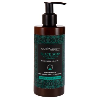 Obrazek dla: Naturalne czarne mydło Savon Noir z olejkiem eukaliptusowym w płynie 280ml Beaute Marrakech  Maroko Sklep 
