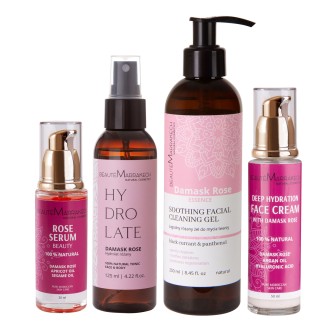 Zestaw kosmetyków do pielęgnacji twarzy  Różany ratunek dla twarzy  esencja marokańskiej  róży damasceńskiej | Maroko Sklep|