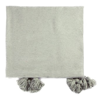 Obrazek dla: Bawełniany pled 182x102 cm w kolorze khaki. Ręcznie tkana narzuta o strukturze ziarnistej. Idealny dodatek do wnętrz