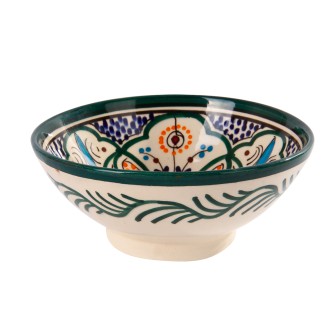 Obrazek dla: Marokańska miseczka w fantazyjne wzory w stylu Fezu zielona z kolorowymi dodatkami  Maroko Sklep