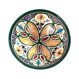 Marokańska miseczka w fantazyjne wzory w stylu Fezu zielona z kolorowymi dodatkami | Maroko Sklep|