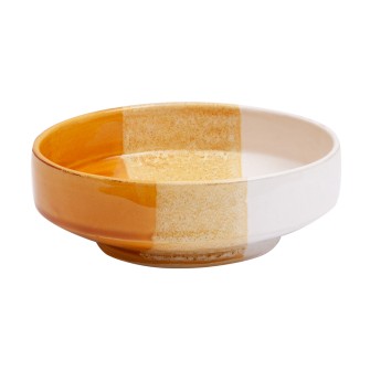 Obrazek dla: Ręcznie malowana miseczka z Agadiru. Unikalna ceramika w pasy: żółty, beż i biel. Idealna na przekąski.