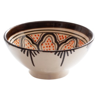 Obrazek dla: Ręcznie wykonana miseczka ceramiczna z Maroka (12 cm). Unikatowa ceramika rzemieślnicza dla wielbicieli designu. 