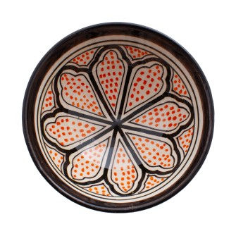 Obrazek 2 dla: Ręcznie wykonana miseczka ceramiczna z Maroka (12 cm). Unikatowa ceramika rzemieślnicza dla wielbicieli designu. 